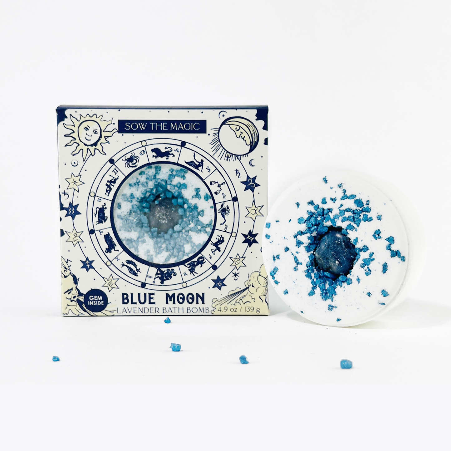 Sow the Magic Blue Moon Lavender Bath Bomb with Sodalite