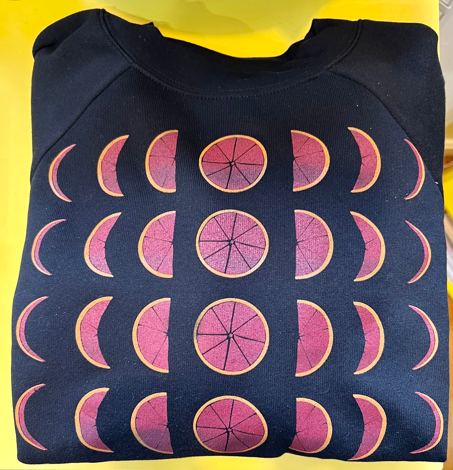 Blood Orange Moon Phases Crewneck Black