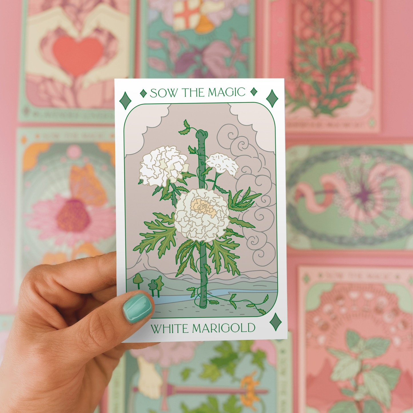 Sow the Magic - White Marigold Tarot Seed Packet