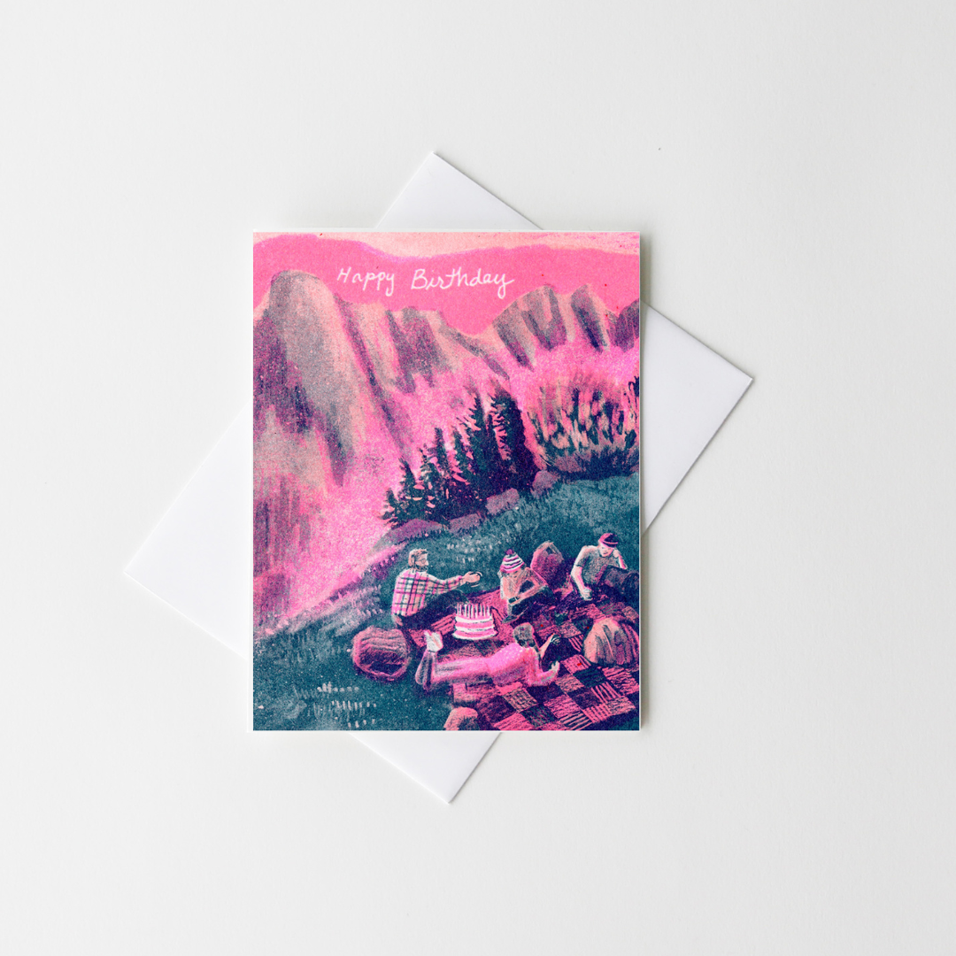 Birthday Picnic Risograph Card