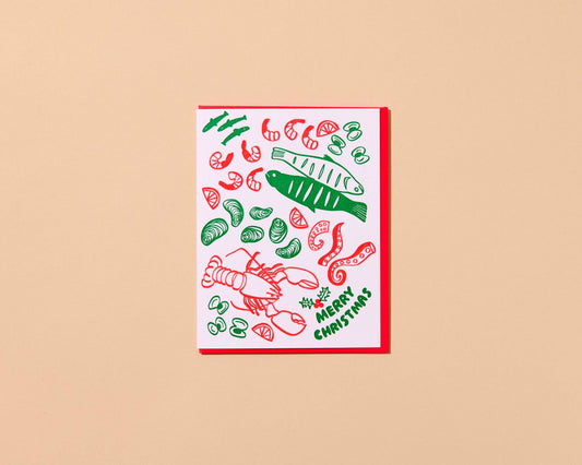 Feast of Seven Fishes Letterpress Christmas Card