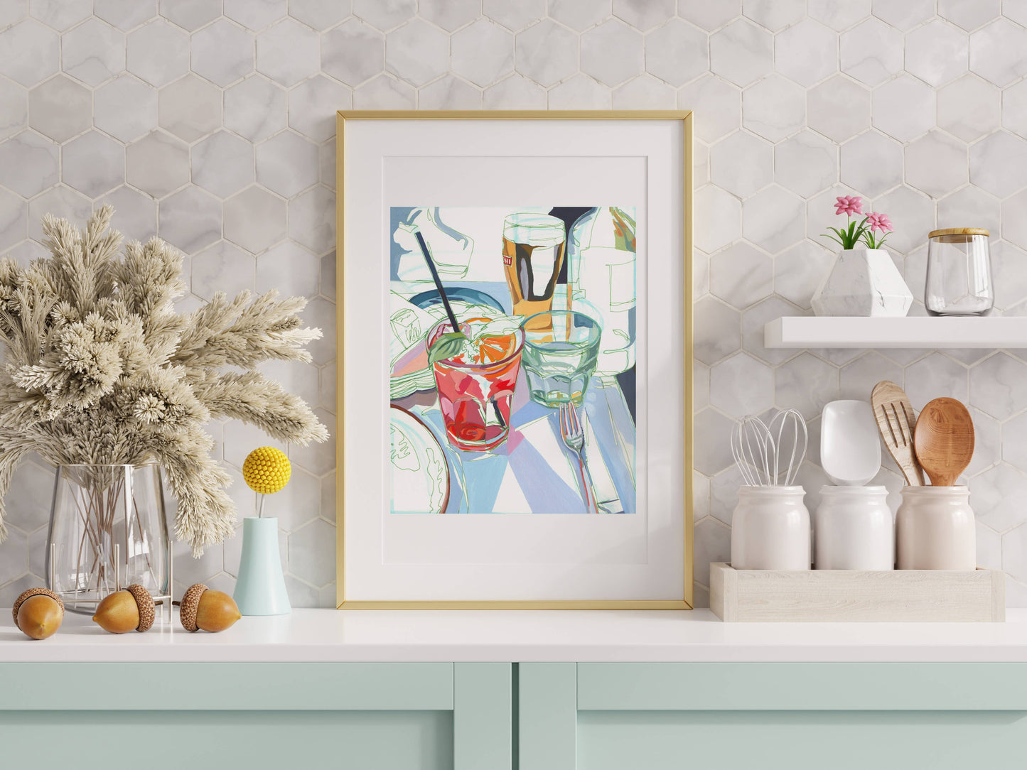 Anissa Riviere Art and Prints - "Aperol Spritz" Cocktails in Italy Signed Giclee Print: 8x10"