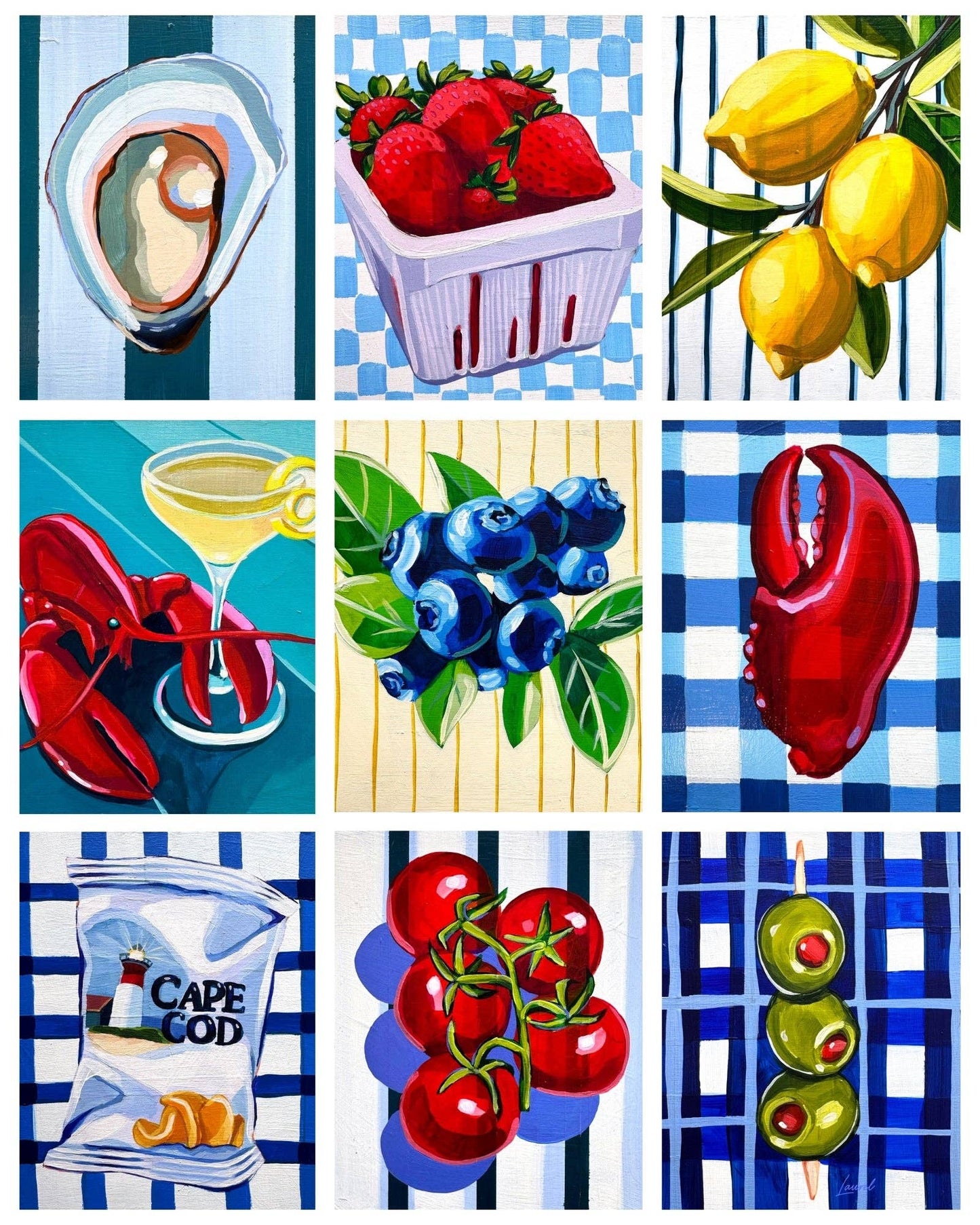 East Coast Summer Collage Art Print: 8x10