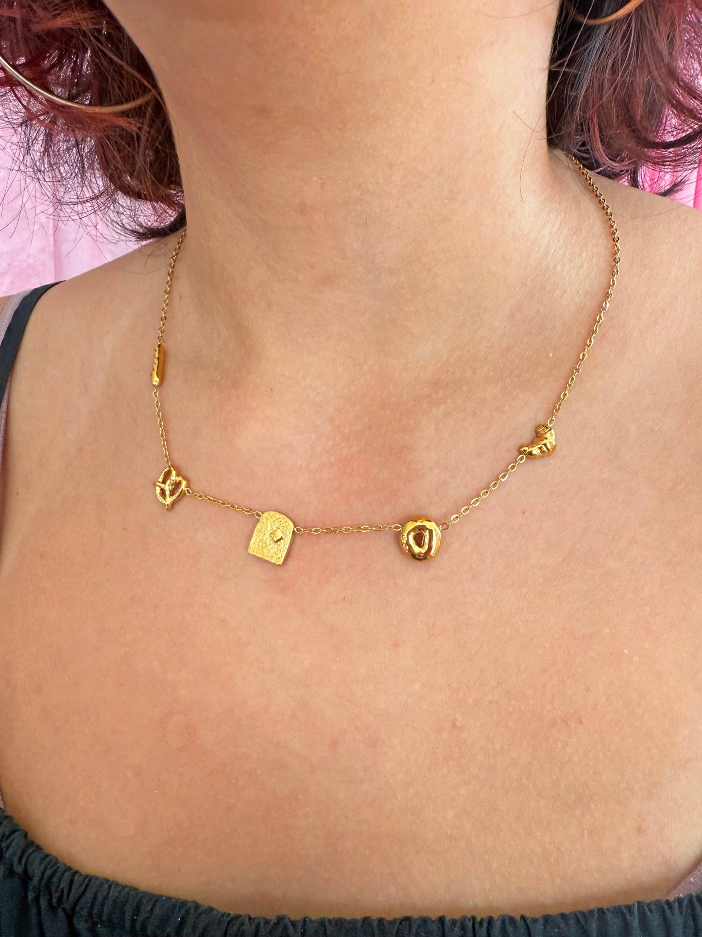 Bread Charm Necklace- Gold