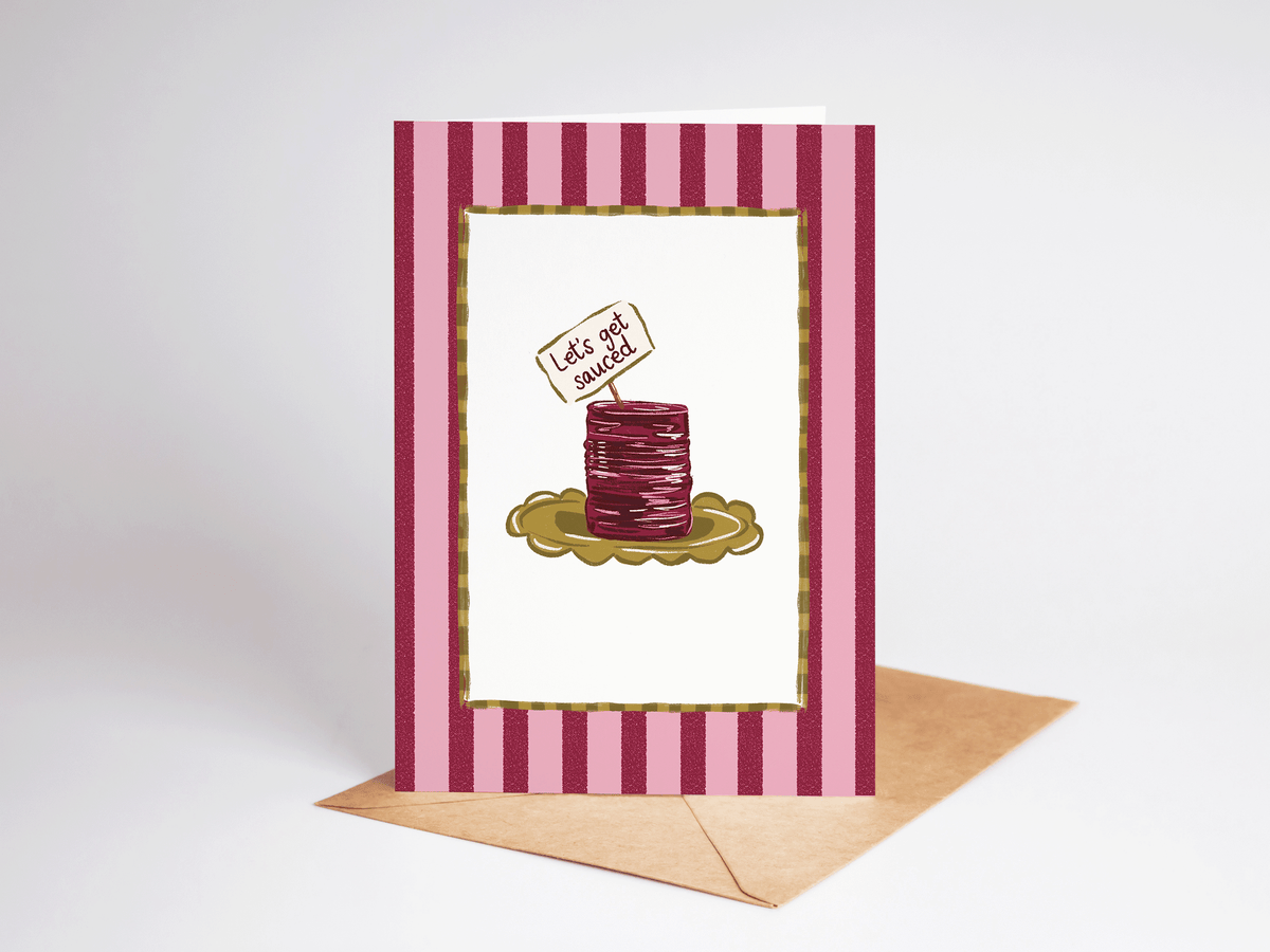 Let's Get Sauced Cranberry Thanksgiving Fall Greeting Card