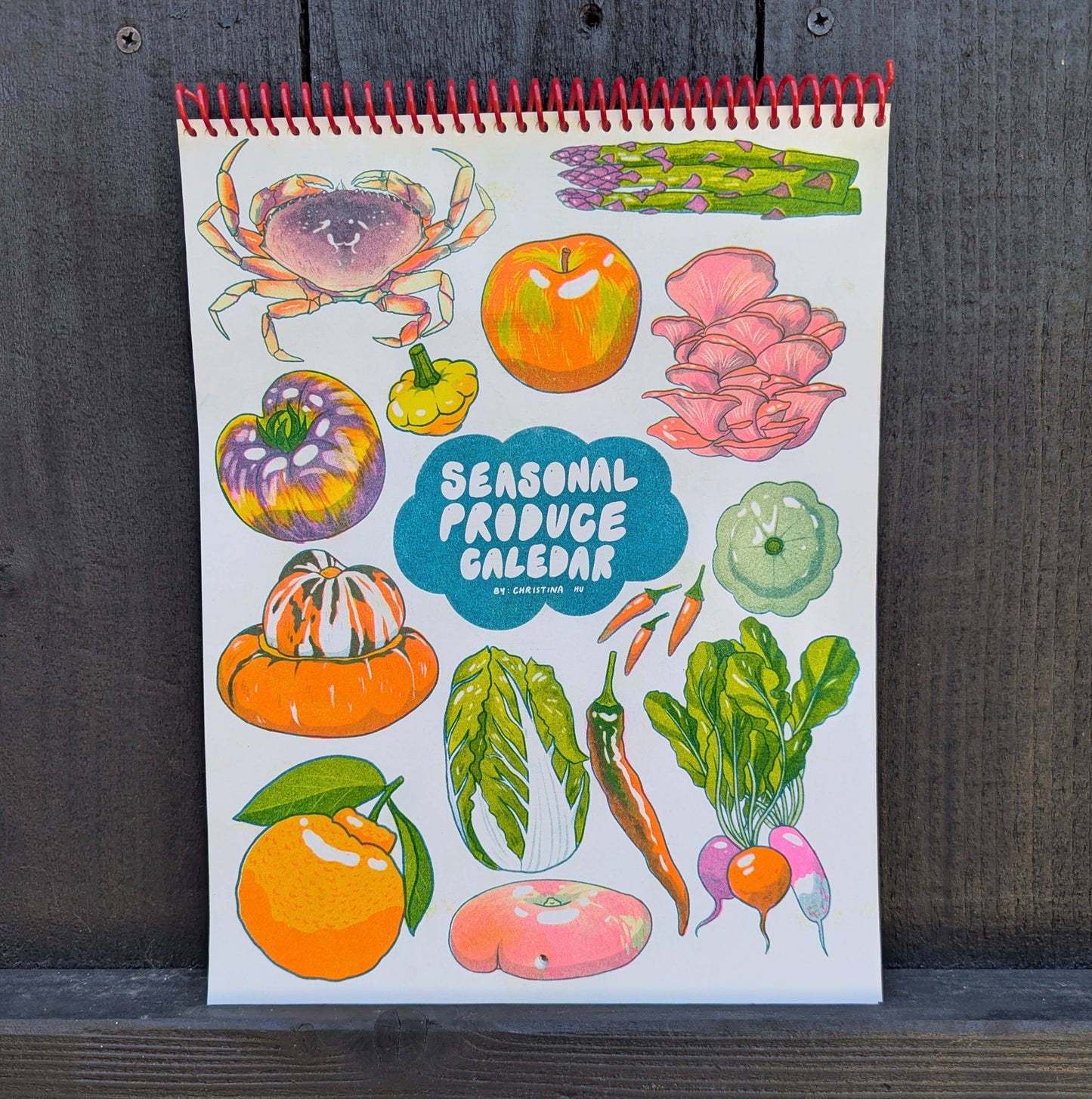 2026 Seasonal Produce Risograph Calendar- Christina Hu