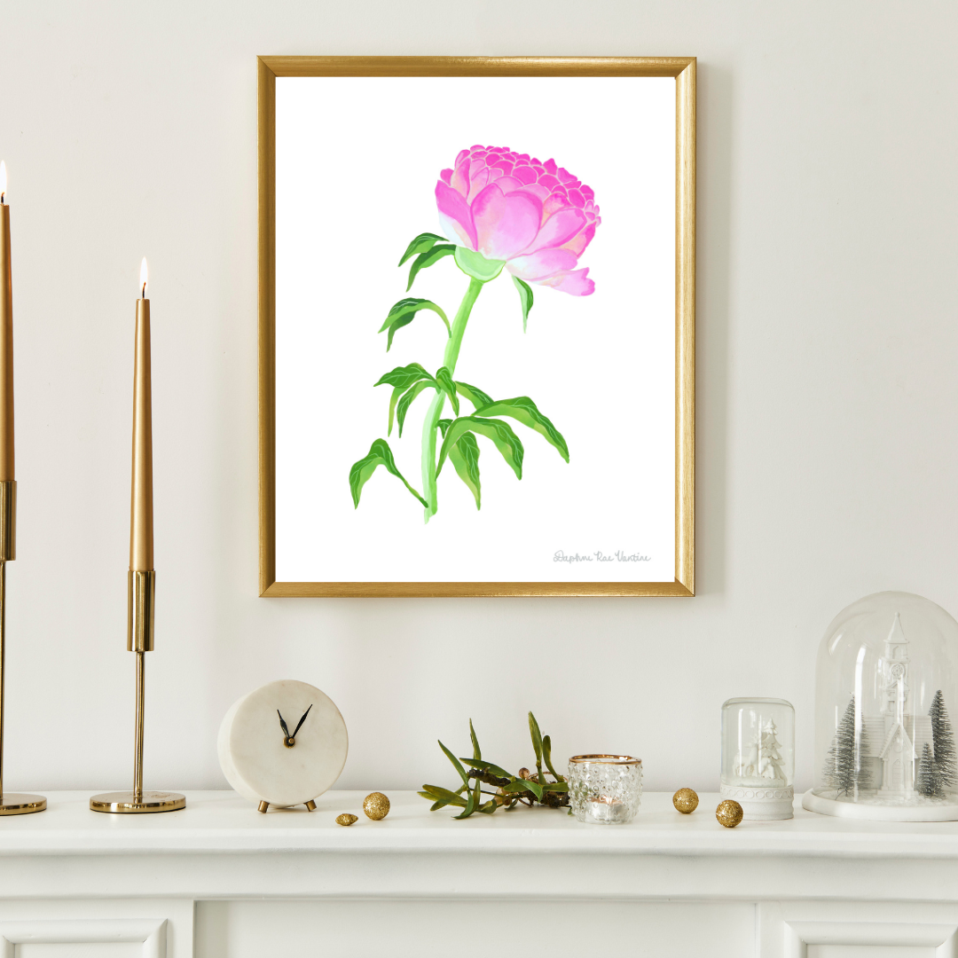 Pink Peony Botanical Art Print