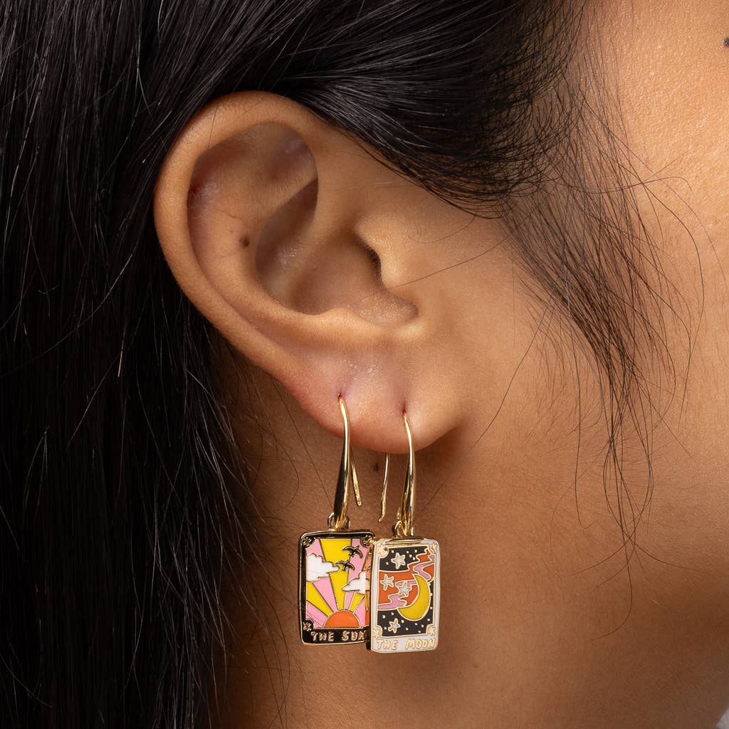 Sun & Moon Tarot Drop Earrings- Yellow Owl Workshop
