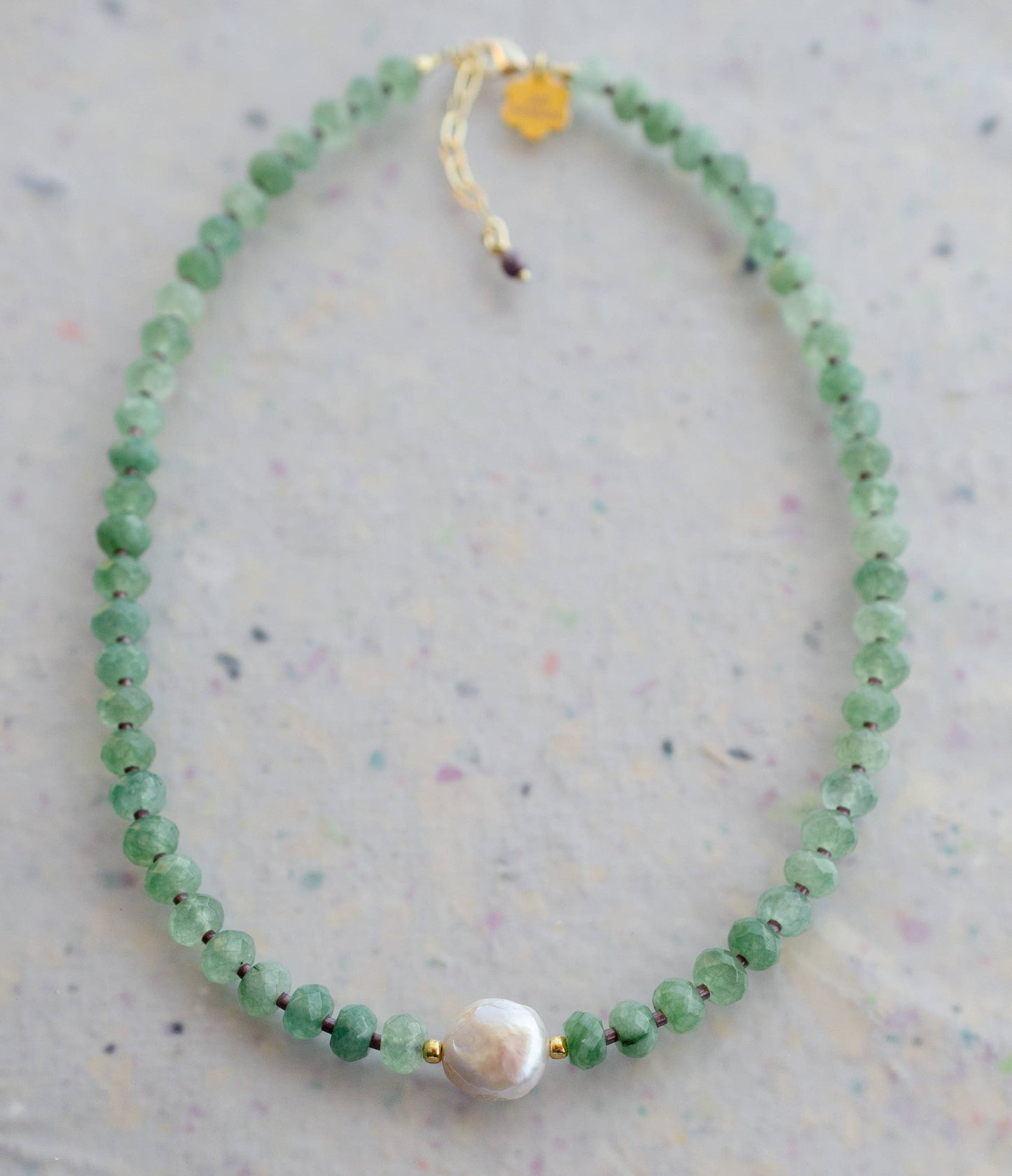 Gemstone and Pearl Beaded Necklace: Sage