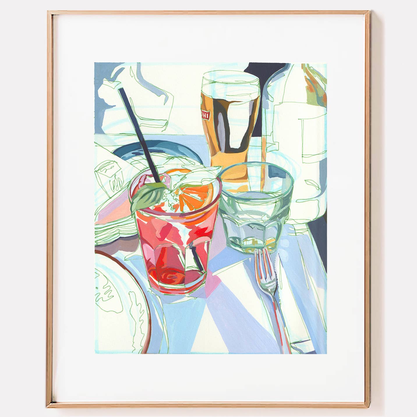 Anissa Riviere Art and Prints - "Aperol Spritz" Cocktails in Italy Signed Giclee Print: 8x10"