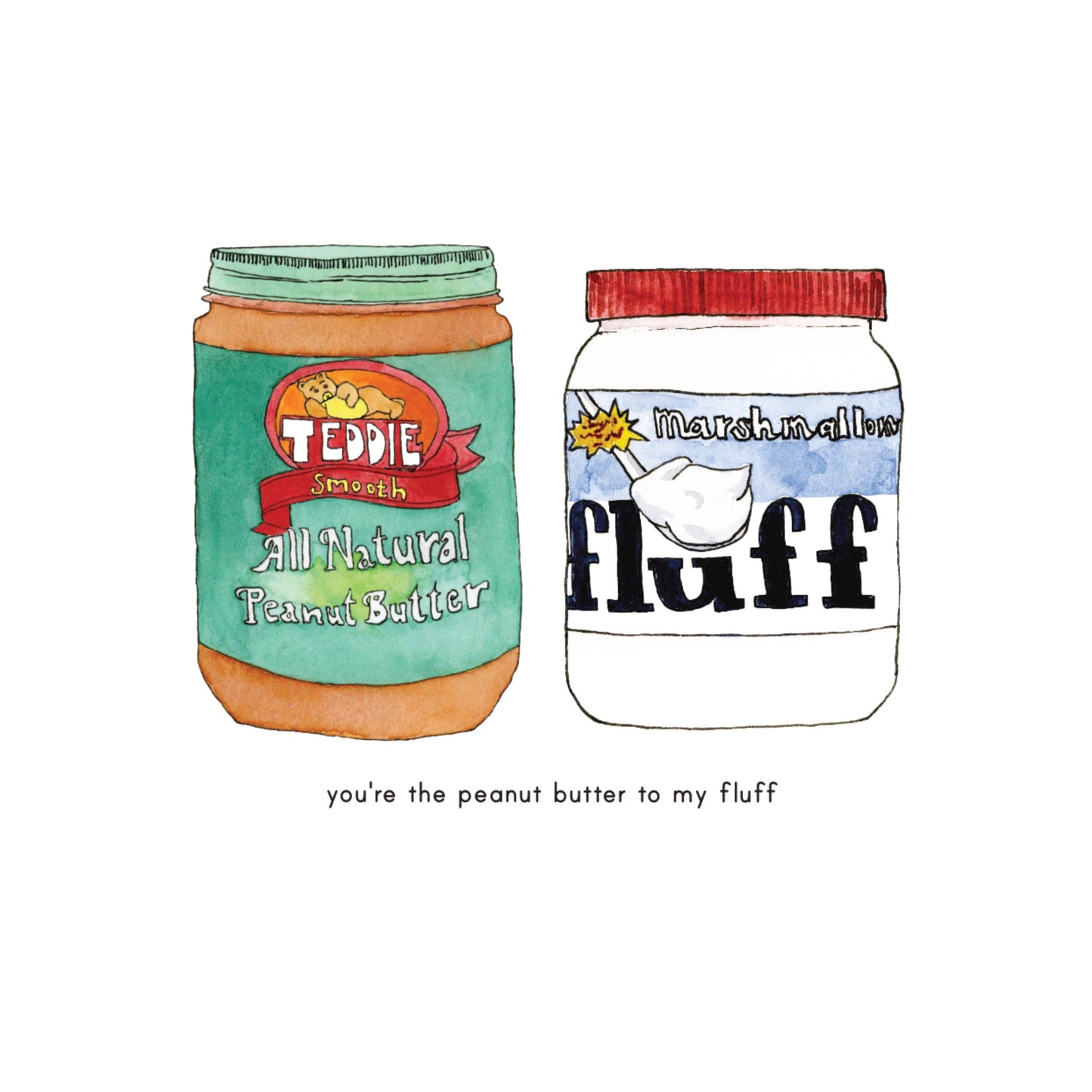Sarah Wormann Art - Fluffernutter Card - "You're the Peanut Butter to My Fluff"