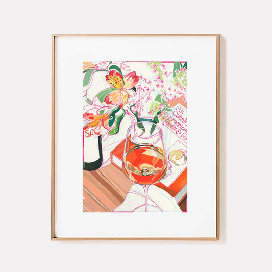 Anissa Riviere Art and Prints - "Orange Wine" Floral Signed Archival Giclee Print: 8x10"