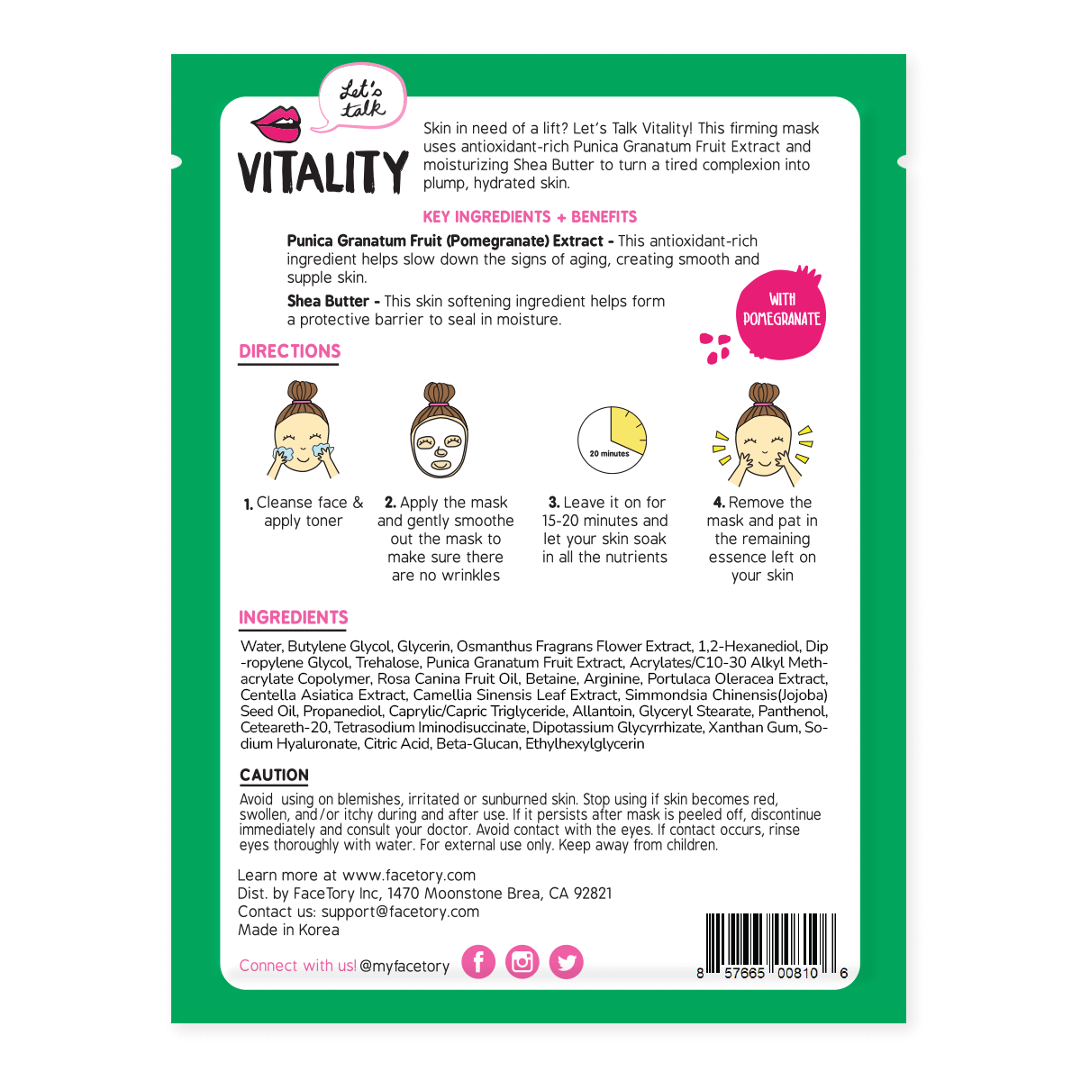 FaceTory - Face Mask - Firming - Let's Talk Vitality