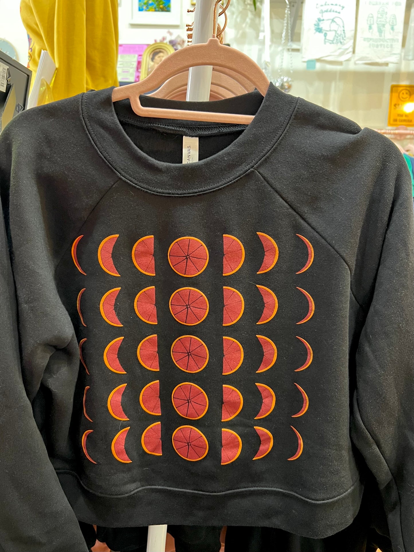Blood Orange Moon Phases Crewneck Black
