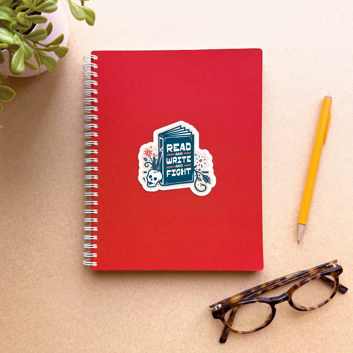 Read, Write, Fight Sticker- Indestructible Food