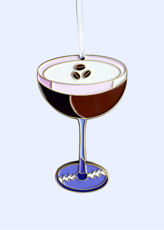 Espresso Martini Christmas Ornament - Enamel and Metal