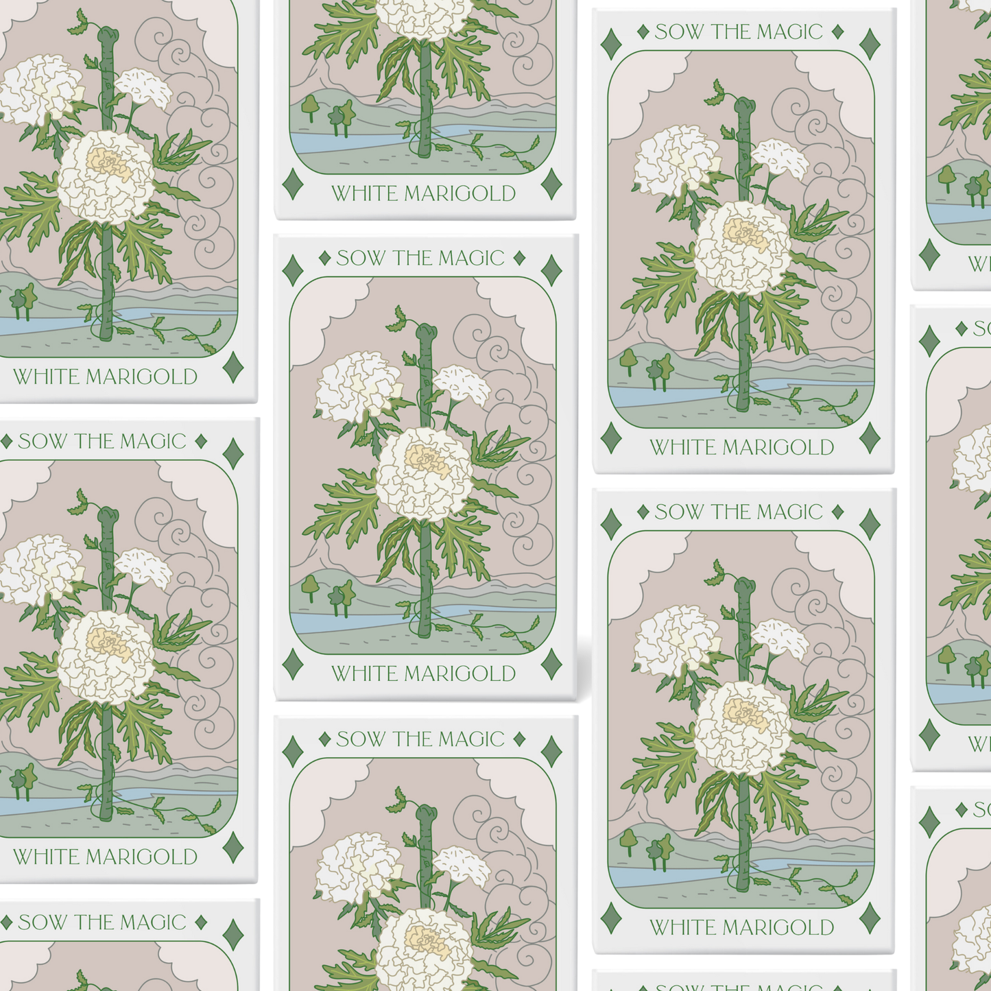 Sow the Magic - White Marigold Tarot Seed Packet