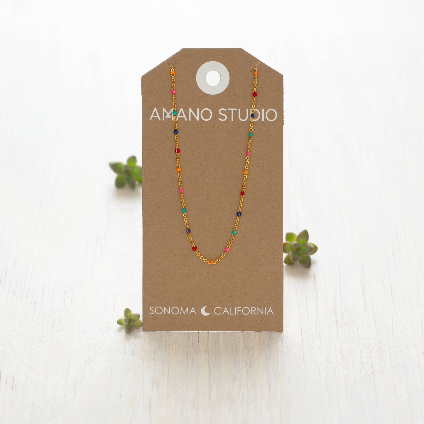 Multi Colored Enamel Chain Necklace