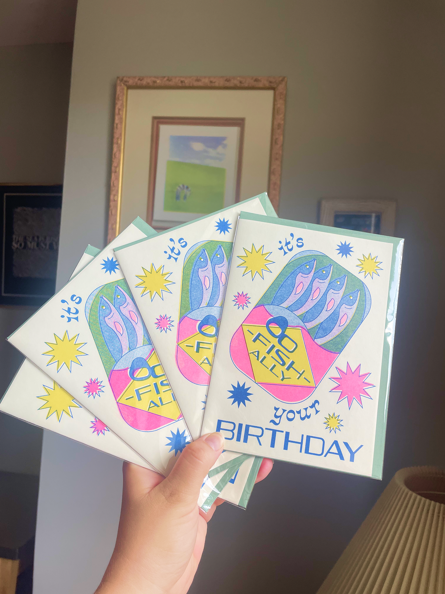 O-Fish-Ally Birthday Risograph Card
