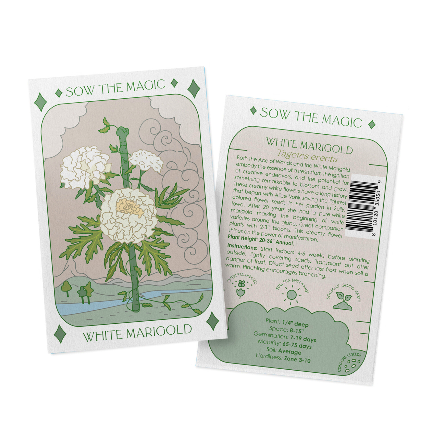 Sow the Magic - White Marigold Tarot Seed Packet