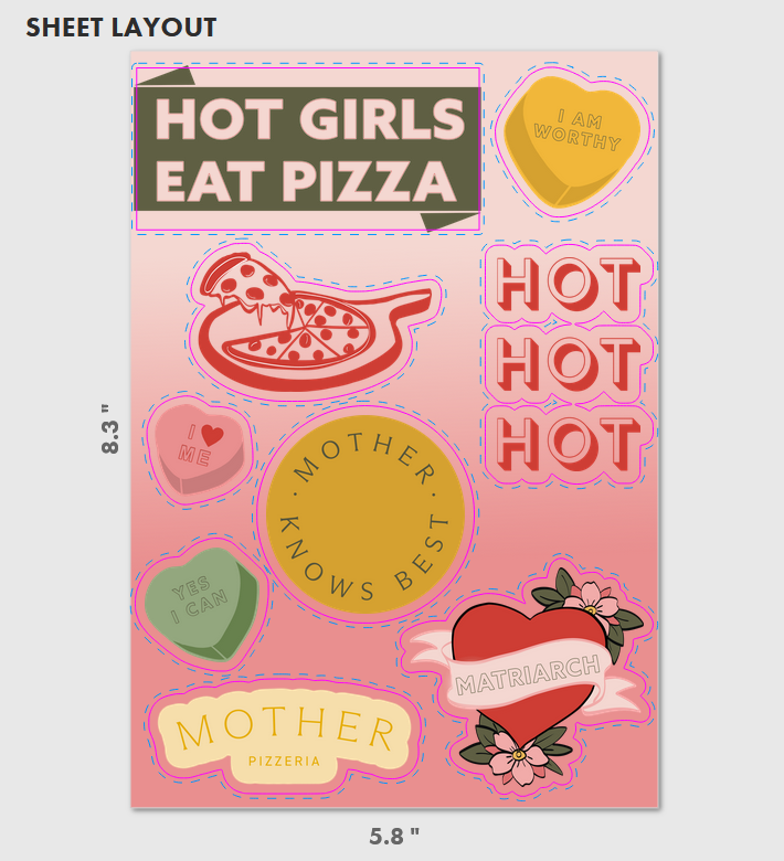 Matriarch & Mother Pizzeria Collab Sticker Sheet