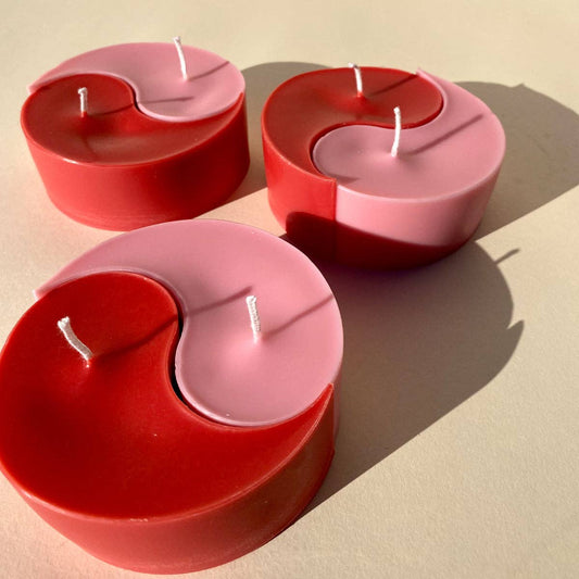 Scandles - Yin Yang Candle - Red/Pink H: 2” W: 4”
