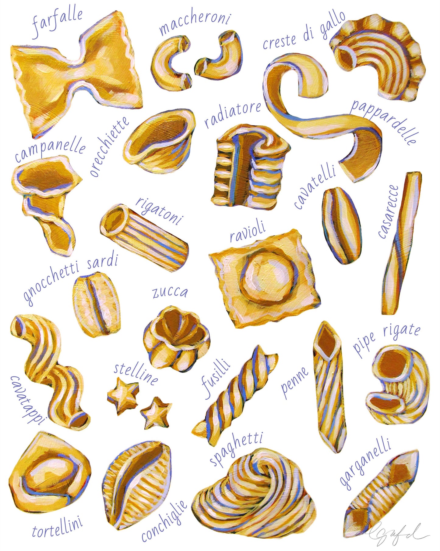 Laurel Greenfield Art - Pasta Shapes Print
