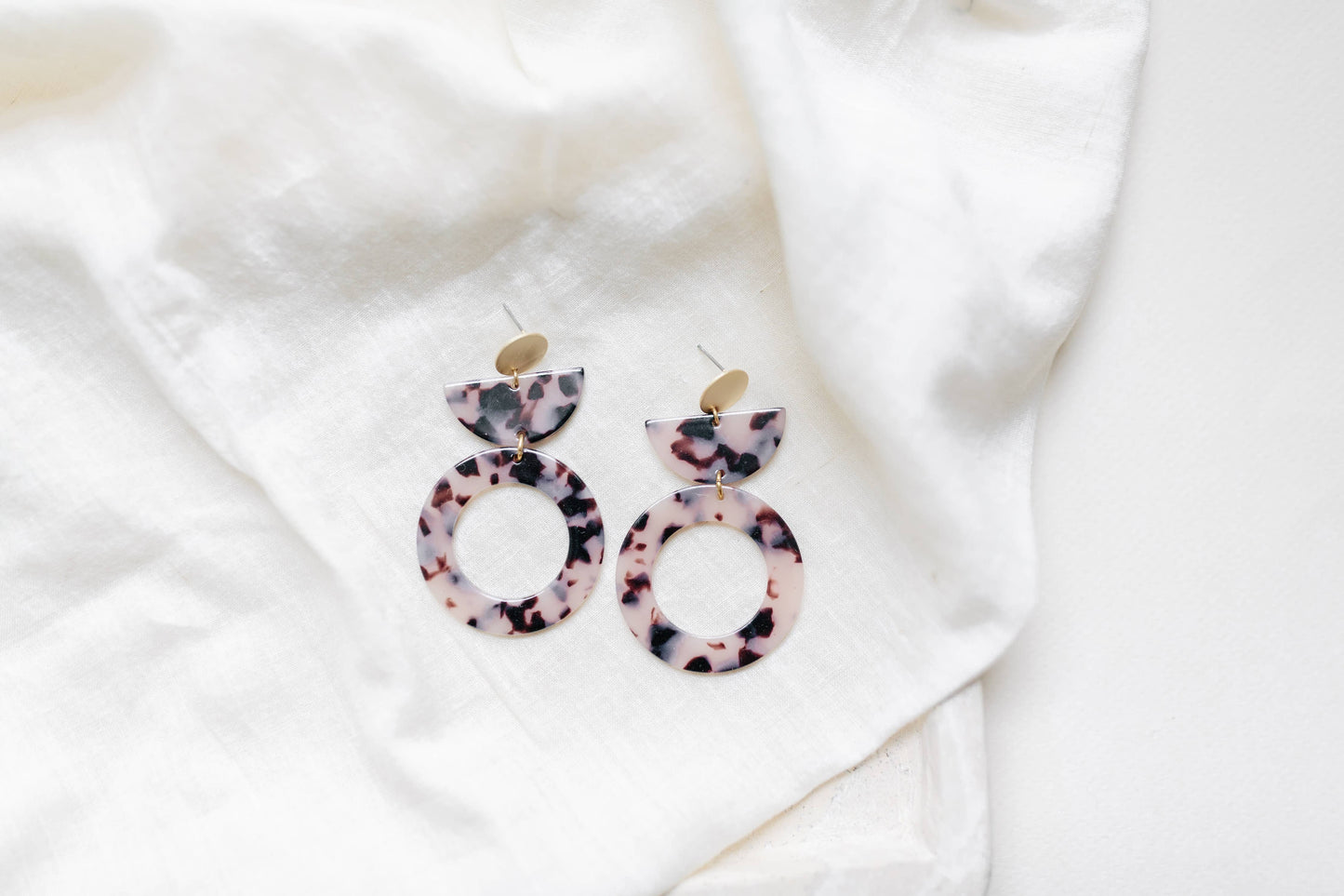 Acetate and Brass tortoise hoop stud Earrings