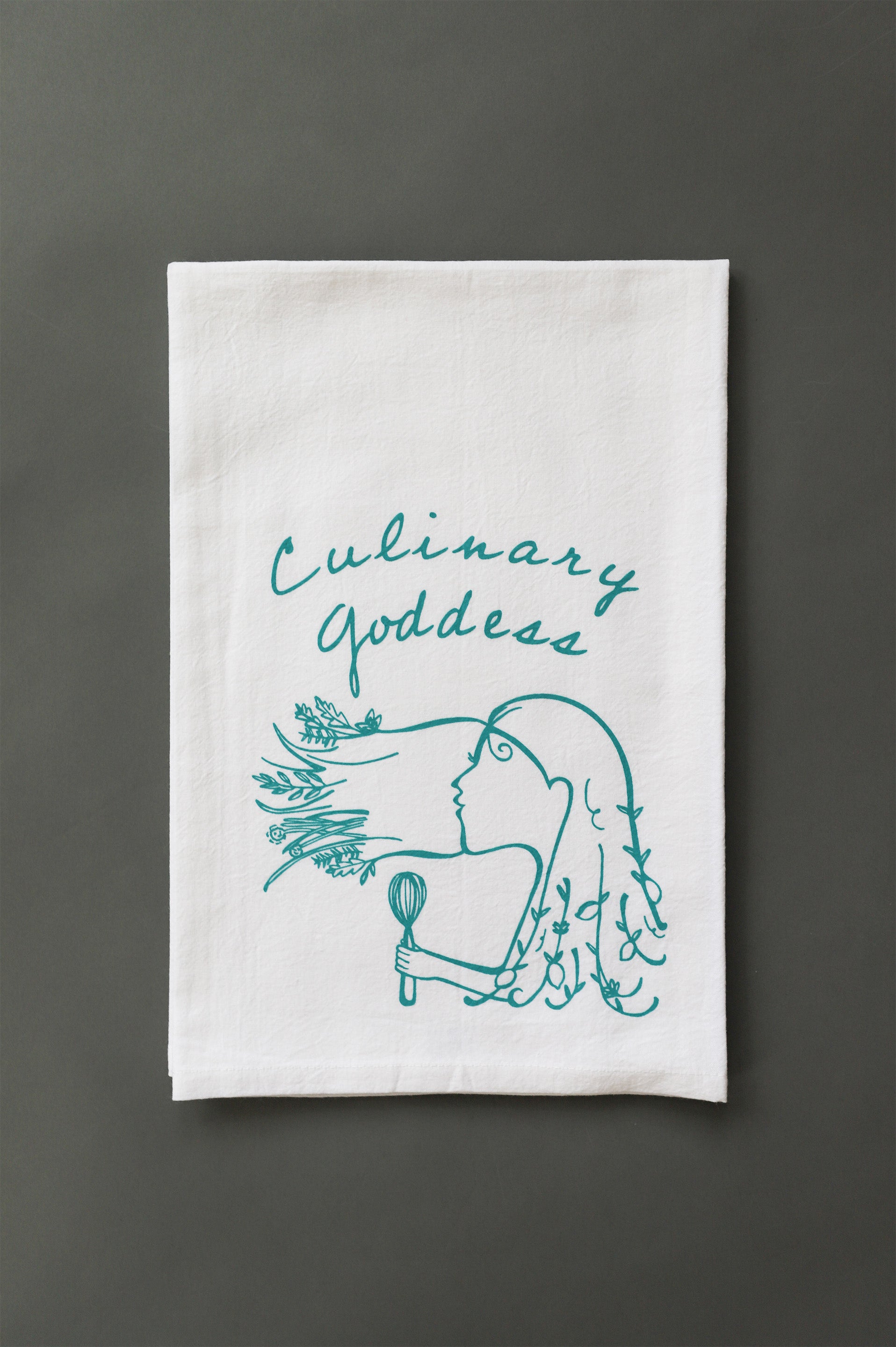 Culinary Goddess Tea Towel, feminist baker, kitchen towel