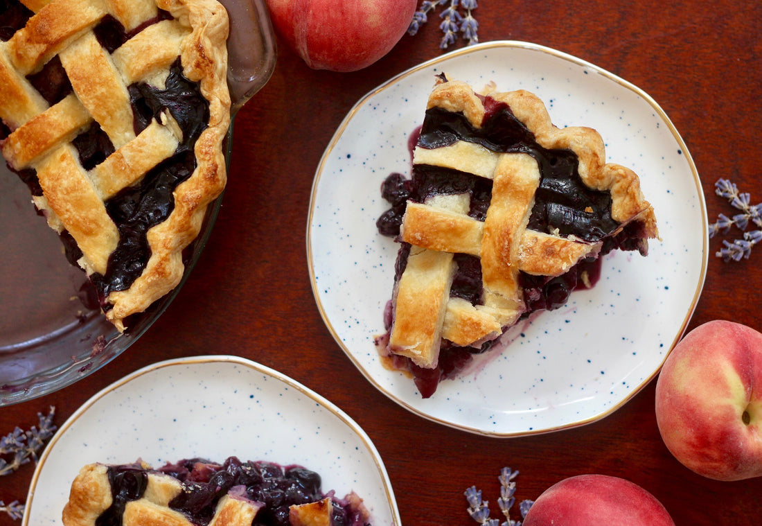 BLUEBERRY PEACH PIE WITH CARDAMOM AND GINGER