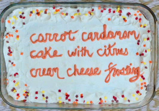 CARROT CARDAMOM CAKE WITH GINGER CREAM CHEESE FROSTING