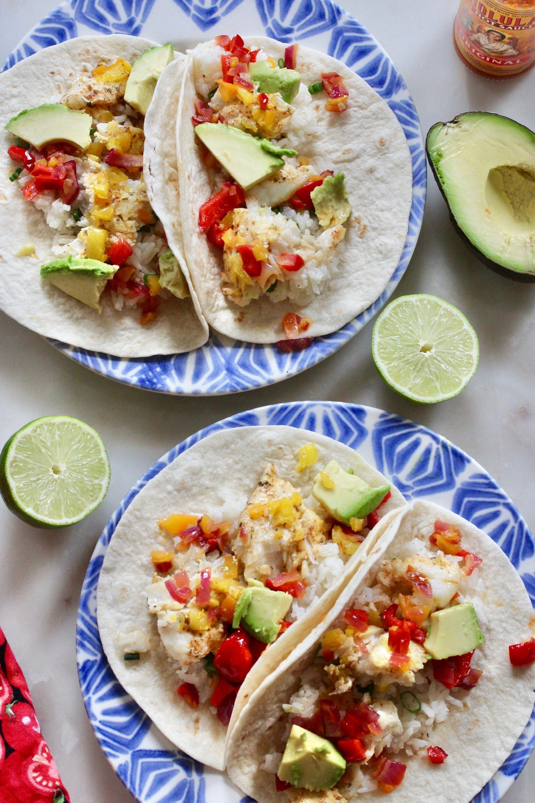 FISH TACOS WITH SCALLION RICE