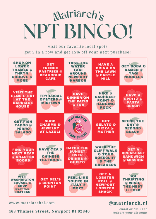 Matriarch's Newport Bingo Card- Our Local Recommendations!