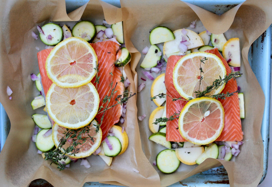 WICKED EASY SALMON WITH ZUCCHINI AND SUMMER SQUASH