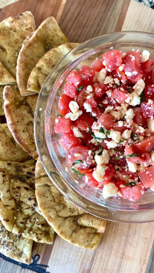 Watermelon and Feta Salad with Pita Chips