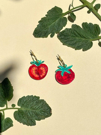 Mismatch Tomato Dangle Earrings- Sunnie Creative