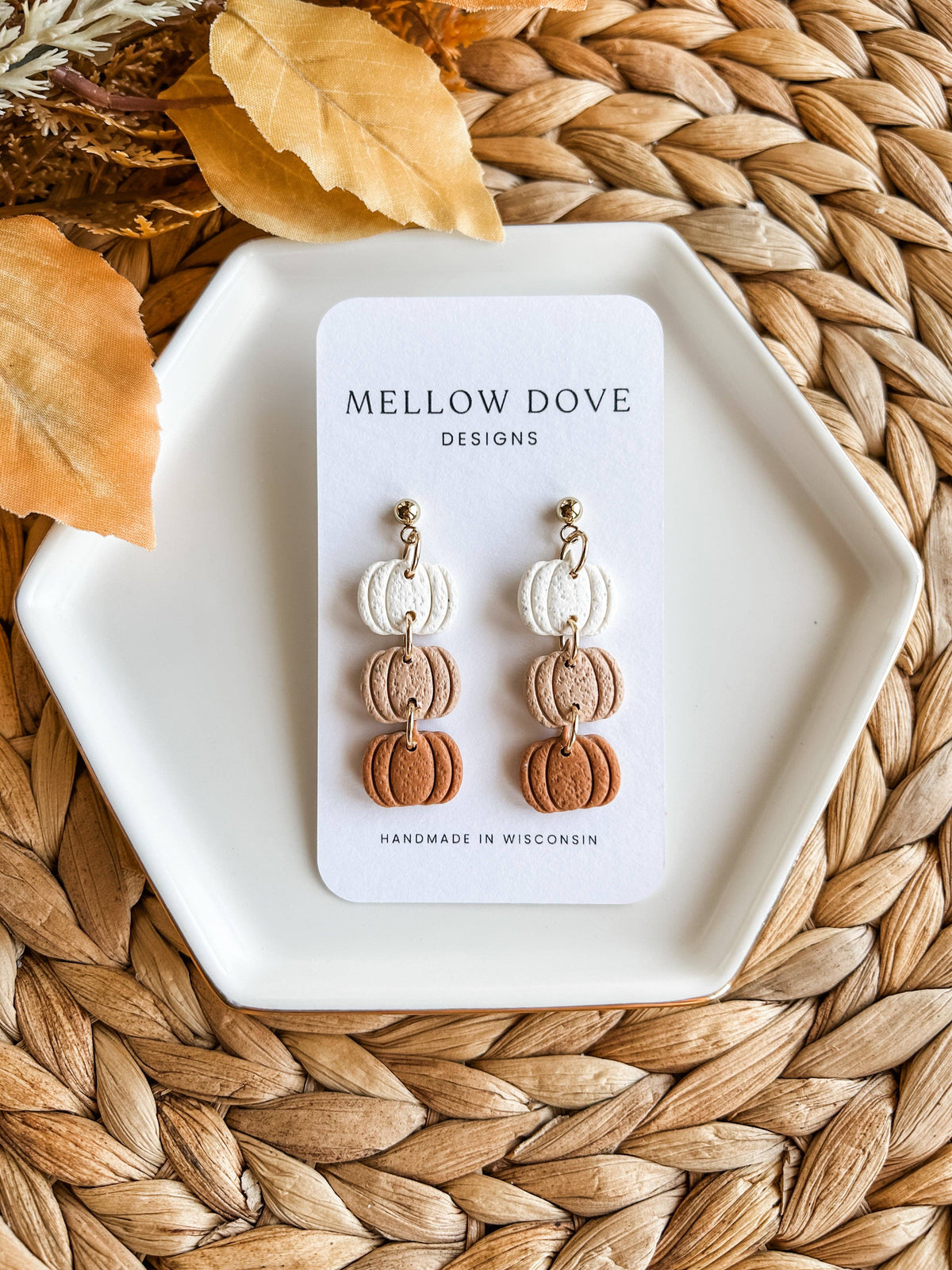 Neutral Pumpkin Trio Earrings- Mellow Dove Designs