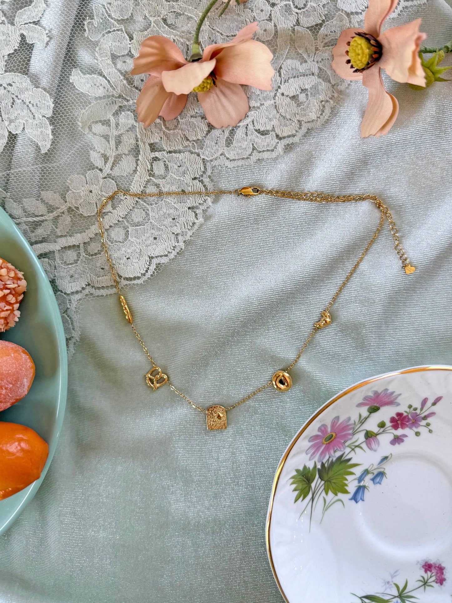 Bread Charm Necklace- Gold