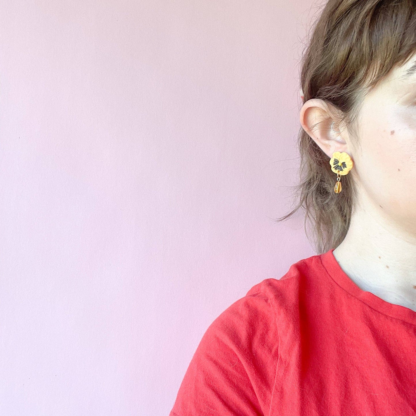 Yellow Pansy Earrings