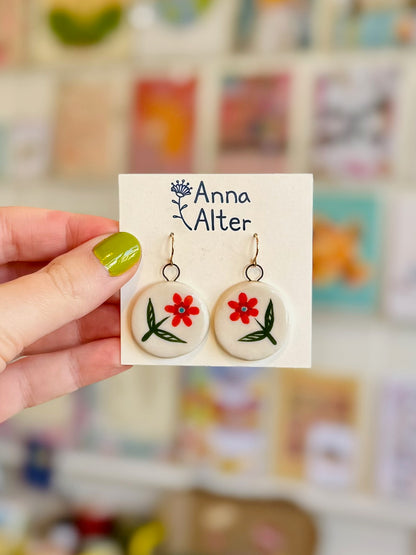 Porcelain Painted Earrings - Anna Alter