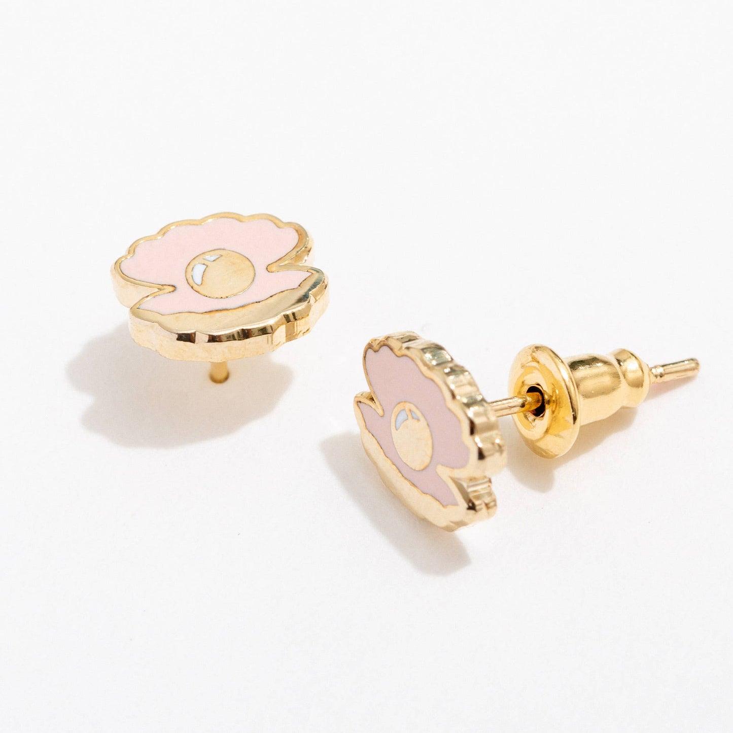 Larissa Loden - Oyster Pearl Enamel Stud Earrings