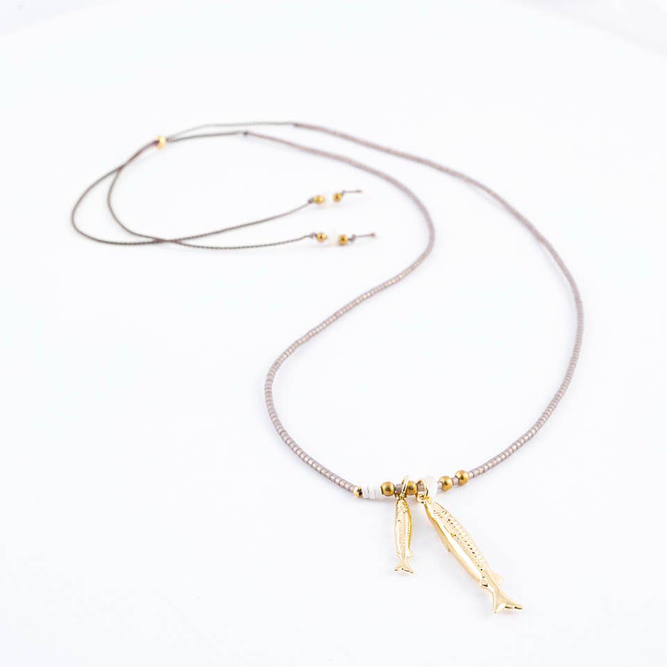 Iridescent Sardine and Pearl Necklace- Altiplano