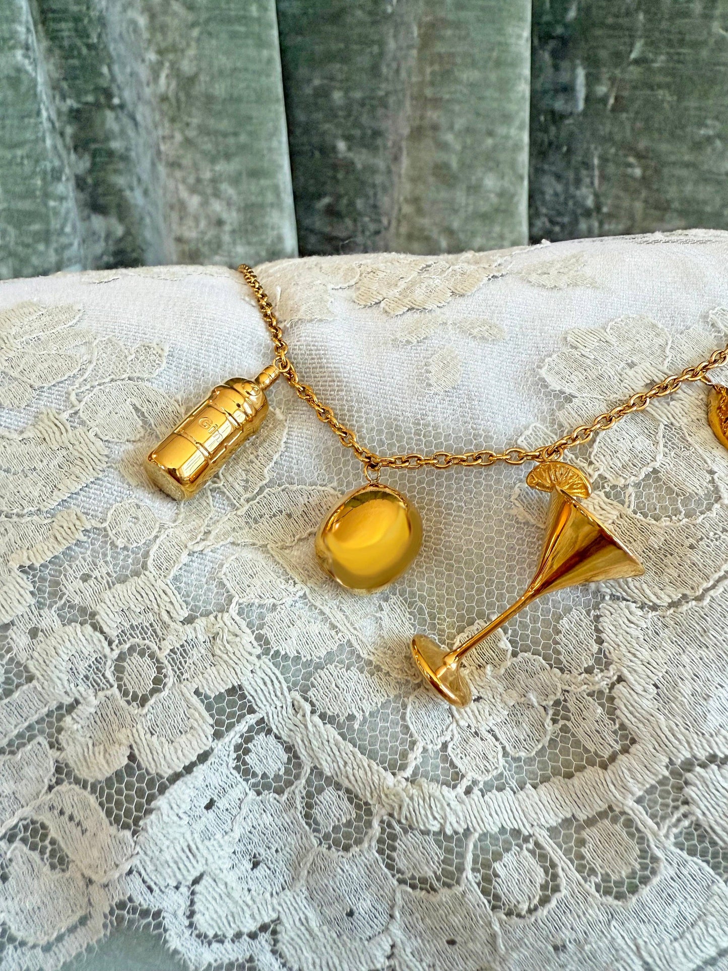 Martini Charm Necklace- Gold