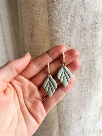 Sage Leaf Drop with Pearl Hoop-Mellow Dove Designs