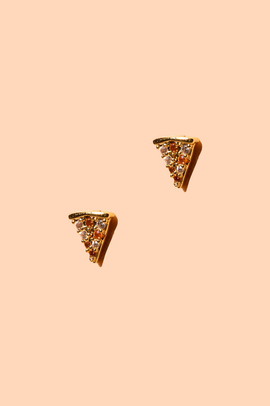 Shimmer Pizza Studs - 18K Gold Plated