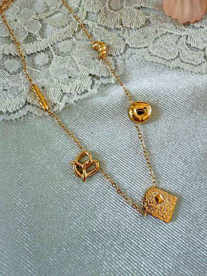 Bread Charm Necklace- Gold