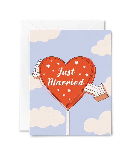 Just Married Neon Sign Card