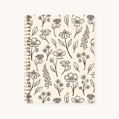 Floral 7x9 Hardcover Spiral Notebook