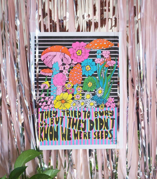 Ash + Chess - 11" x 14" Seeds Risograph Print