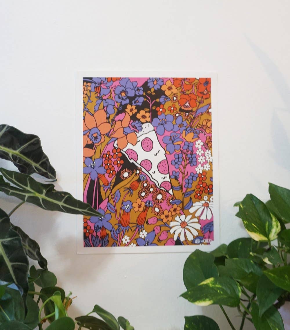 Ash + Chess - 11" x 14" Pizza Floral Art Print